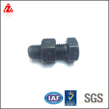 Black zinc plated hex bolt and nut